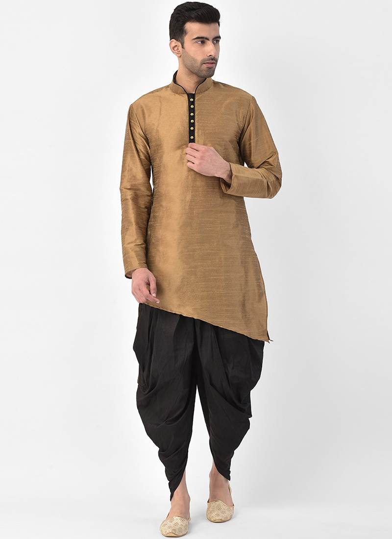 Buy Copper Gold Plain Dhupion Silk Designer Dhoti Kurta Pajama Online