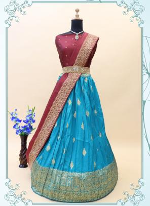 Traditional Pattu Lehenga Half Saree For Wedding 2023