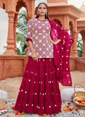 Imperial Purple Embroidered Georgette Anarkali Lehenga Suit - Urban Womania