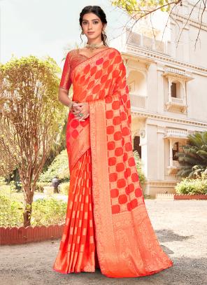 fanta orange bridal saree with vadamalli border - SSNEW4F3A5007 at  KANJIVARAMSILKS.COM - YouTube