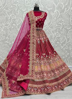 Buy Dark Maroon Velvet Lehenga Choli With Dori Work Online - LLCV01150 |  Andaaz Fashion