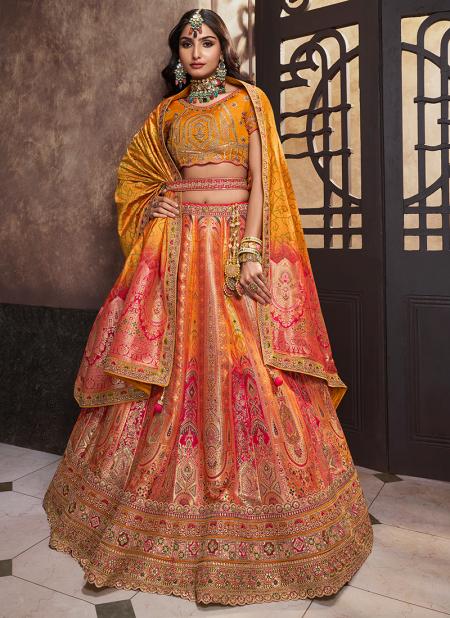 Buy Wedding Wear Rani Embroidery Work Banarasi Silk Lehenga Choli Online  From Surat Wholesale Shop.
