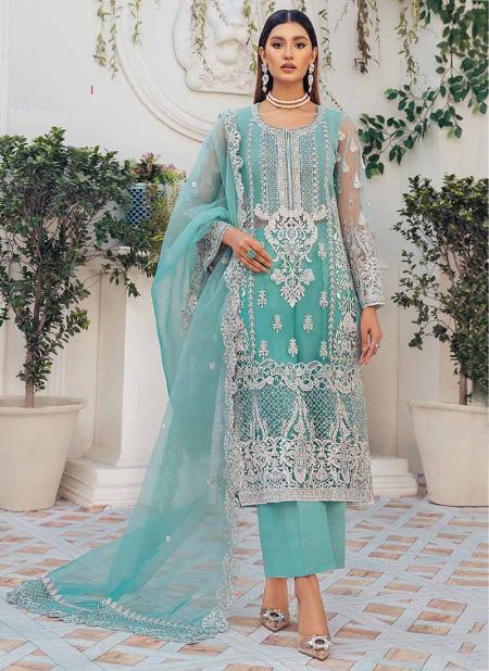 White Sequins Embroidered Organza Pakistani Suit