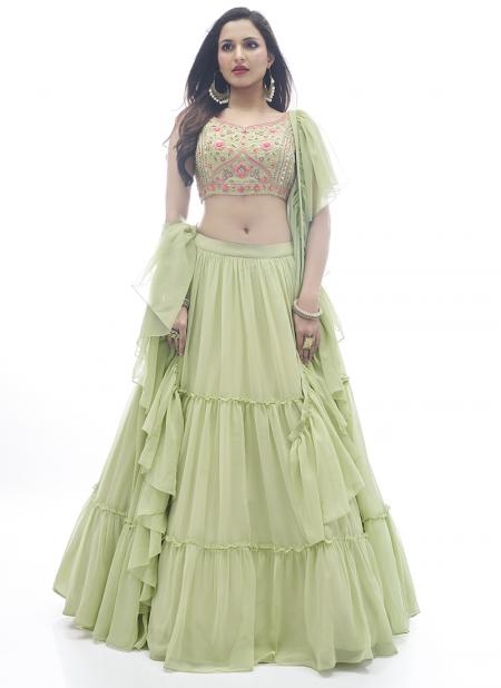 Perfect Pista Georgette Indowestern Lehenga at Rs.12995/1 in surat offer by  Amrut The Fashion Icon