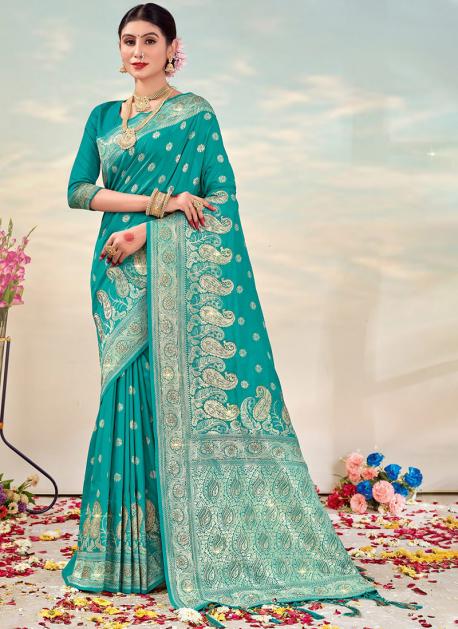 Firozi Banarasi Silk Saree - LLT34602 | Silk sarees online shopping, Saree  designs, Silk sarees online