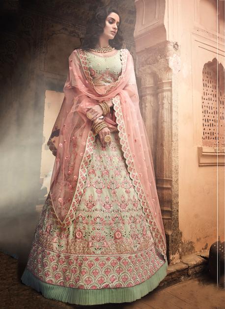 Heavy Designer Thread Work Lehenga Choli, Pink Color Wedding Lehenga, Bridal  Reception Wear Multi Color Net Thread Work Lehenga Choli - Etsy Norway