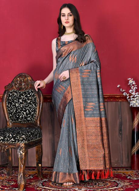 Buy Grey & red Sarees for Women by Sajasajo Online | Ajio.com