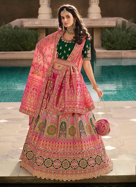 Miraculous Hot Pink Color Net Bridal Lehenga Choli