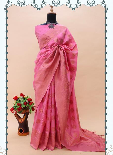 Beautiful Baby Pink double shaded Pure Kanchi Pattu Saree