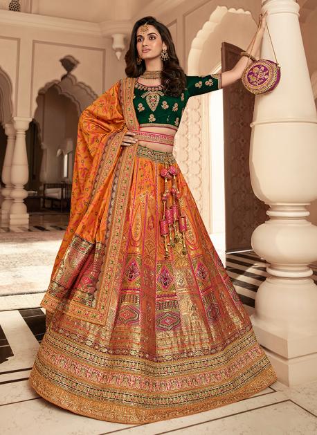 Festive Function Wear Silk Lehenga Choli In Teal Color