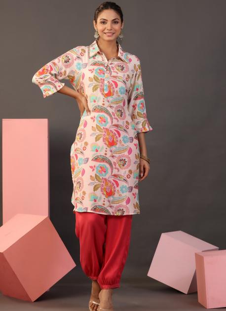 Buy M K Associate Women's Rayon Short Sleeves Lehariya Print Yoke Design  Straight Kurti with Afghani Pant & Dupatta Set (Dark BlueL) at Amazon.in