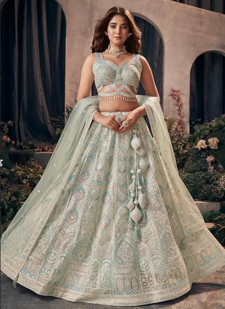 Buy Blue Mehndi Gota Patti Lehenga Choli Online for Women in USA