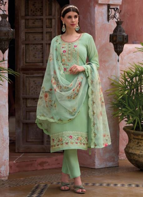 EXCLUSIVE PISTA GREEN AND CORAL PINK LUXURY PRET – SDS517 – Exclusive  Online Boutique