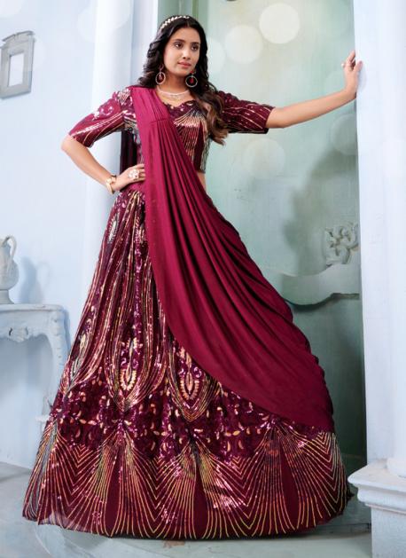Buy Purple Sequins Work Lycra Readymade Lehenga Choli For Ring Ceremony  Online