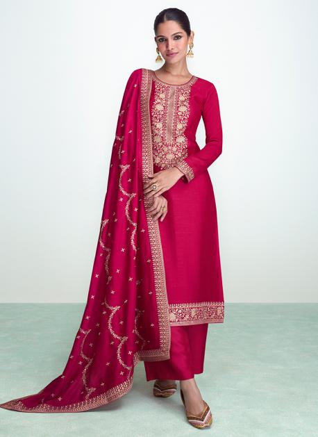 Buy Online Silk Salwar Suit with Embroidered Work : 275321 -