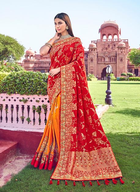 Reception Saree Look for Bride Red Saree Design New