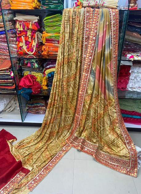 Moss Chiffon Saree with Blouse Piece at Rs 1085 in Surat | ID: 14298439162