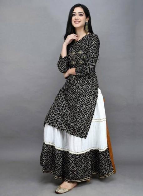 Ladies kurti skirt set Rayon Skirt length Indian Kurti with | Etsy | Indian  fashion, Indian dresses, Skirt set