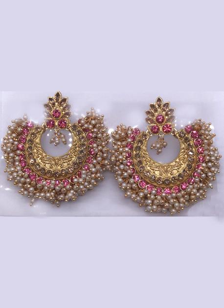 Hot Pink Kundan Stone Statement Chan Bali Earring Tikka Indian Jewellery  Set Wedding Party — Glimour Jewellery