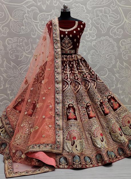 Black Wedding Wear Pearl Work Lehenga Choli Indian Bridal Velvet Lengha  Chunri | eBay