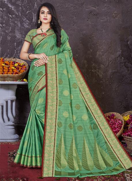 Zari Work Amazing Art Silk Saree In Cream Color