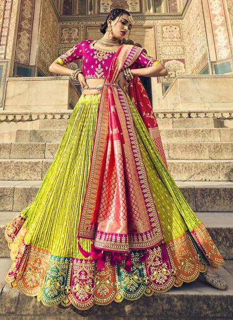 Buy Awesome Light Pink Thread Embroidered Butterfly Net Lehenga Choli From  Zeel Clothing