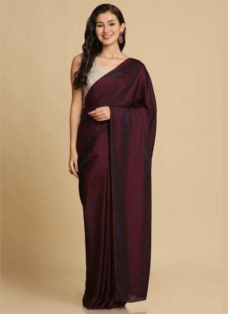 Maroon silk saree with blouse 1709