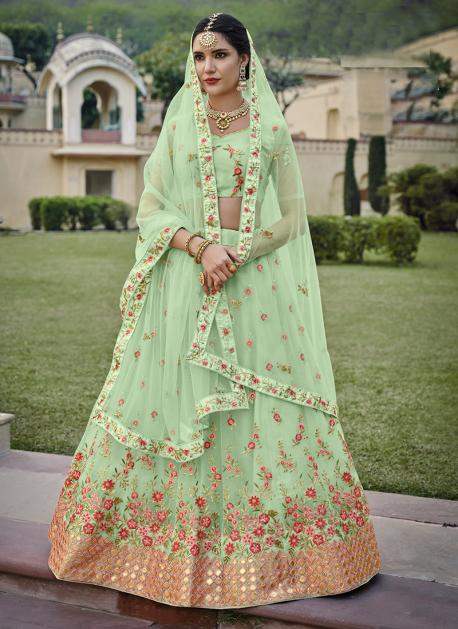 Mint green hot sale lehenga online