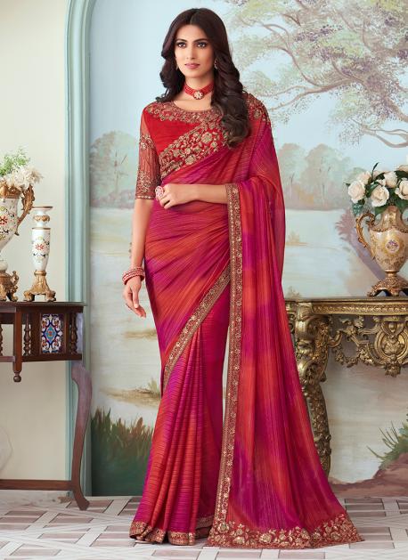 Multi Colour Printed Saree With Sequins Work and Blouse Piece. - VALAM  PRINTS - 4101574