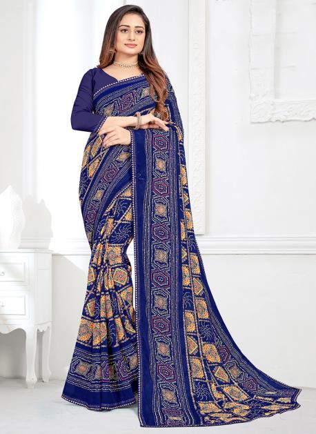 Buy Blue Designer Festival Wear Satin Crepe Saree Online - SREV2440 |  Appelle Fashion