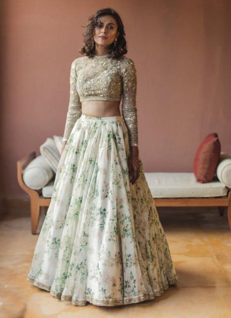 Floral Lehenga Online - Buy Floral Print Lehenga Choli with Crop Top