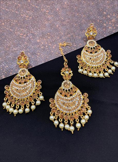 Buy Party Wear Designer Earrings With Maang Tikka Online Shopping Online  From Surat Wholesale Shop