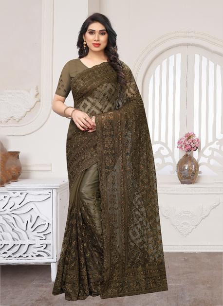 Designer New Beautiful Pearl Beaded Net Saree Cocktail Party Wedding Puja  Wear Saree With Unstitched Running Blouse Bridal Festive Sari - Etsy Israel