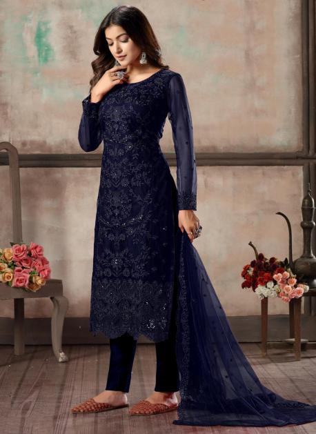 Mirror Design Blue Churidar - Indian Dresses