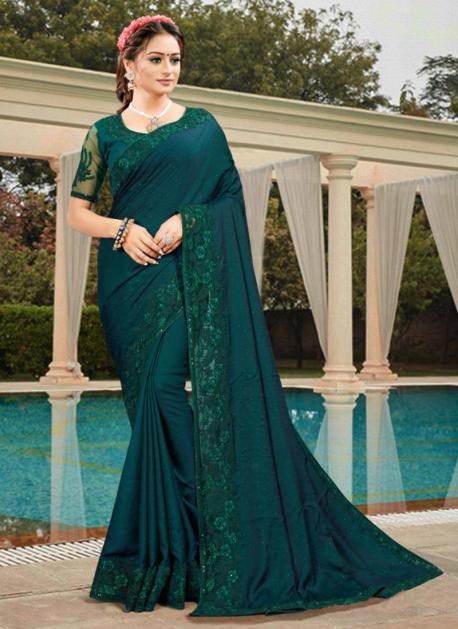 Rama Green Coloured Jute Linen Cotton Saree with Pompom Border!! – Royskart