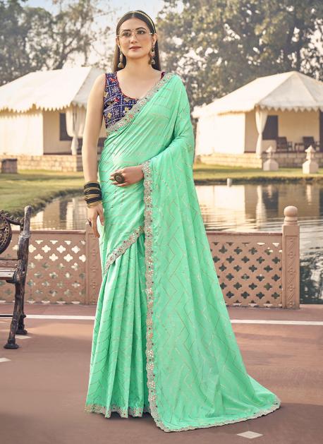 Solid Color Chiffon Shimmer Saree in Grey : SYLA659