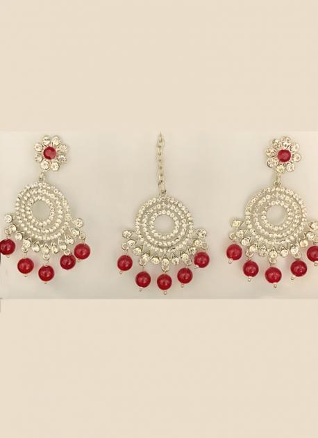 Buy Bindhani Pearl Drop Maang Tikka & Earrings For Women