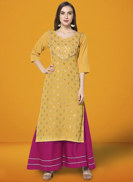 Masleen Kurti With Hand Embroidery And Gotta Patti Work And Embroidery  Organza Dupatta