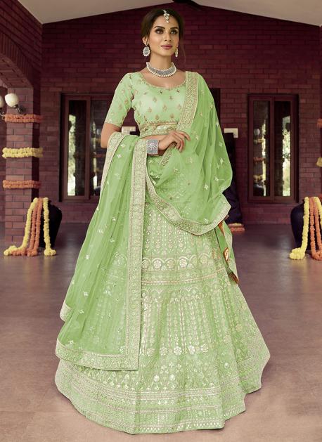 Light Green Wedding Wear New Designer Exclusive Wholesale Lehenga Choli  Catalog, 2.6 Mtr at Rs 4669 in Surat
