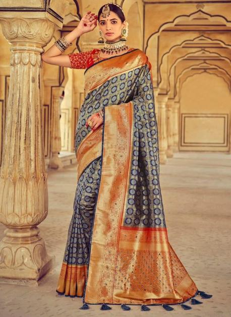 Buy Wedding Wear Teal green Pure Silk Mirror Khatli Work Saree Online