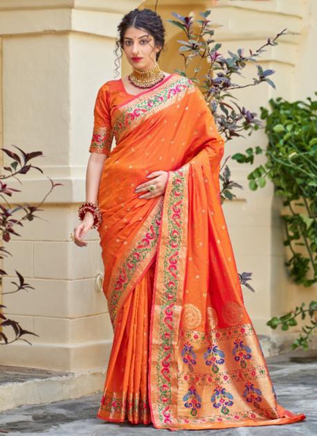 Buy Orange Sarees for Women by Mm Venture Online | Ajio.com