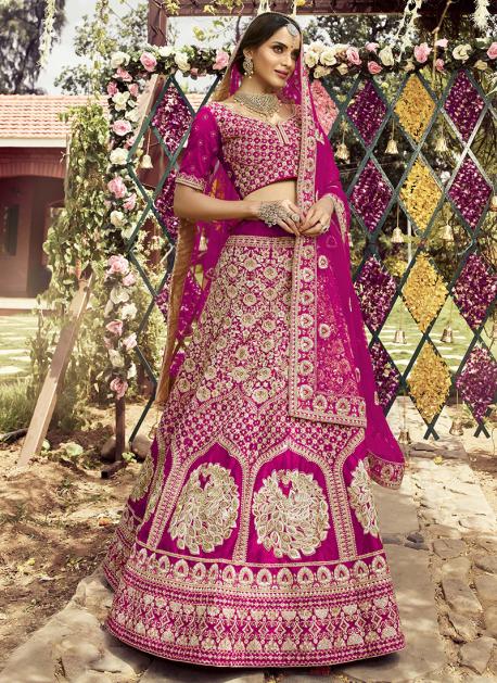 Buy Pink Zari Work Art Silk Lehenga Choli Online At Ethnic Plus