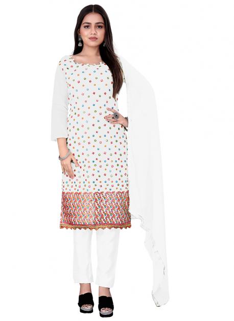 Pink Embroidered Chanderi Cotton Salwar Suit – Maharani