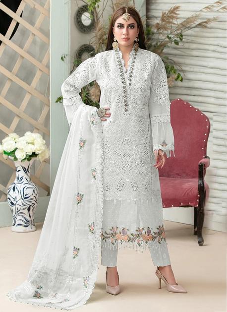 Buy White Pakistani Salwar Kameez Online for Women in USA