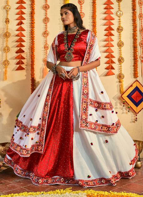 White And Red Bridal Lehengha Choli