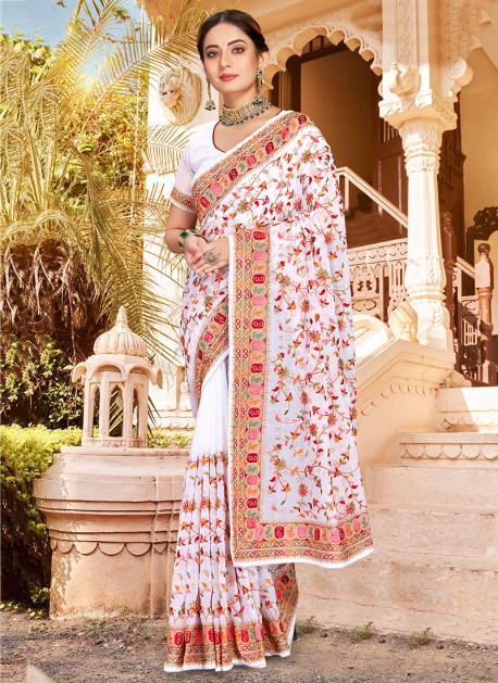 Victoria - Zari Linen French Knot Saree | Linen World