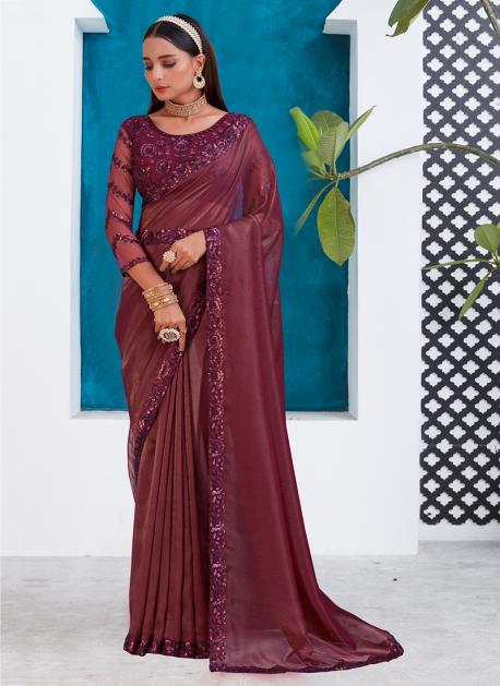 Wine Color Saree | 3d-mon.com