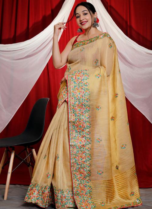 Trending Kashmiri Embroidered Saree With Beautiful Colours