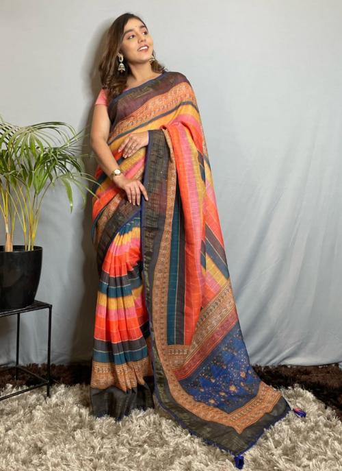 Buy Banarasi Silk Multi Colour Contemporary Saree Online - New Arrivals